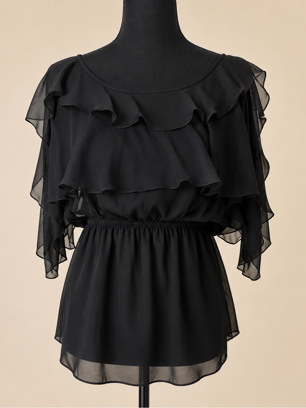 NWT Susana Monaco Nicole Sheer Black Top ~ Showroom Sample ~ GORGEOUS! - Small - Picture 6 of 6